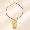 Wholesale Jewelry Leather Rope Alloy Human Face Pattern Electroplated Personality Pendant Fourpiece Set For Women