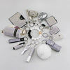 Wholesale Jewelry Leather Selfdefense Alarm Keychain Pendant Glass Glazed Heart Water Drop Bell Color Printing Accessories