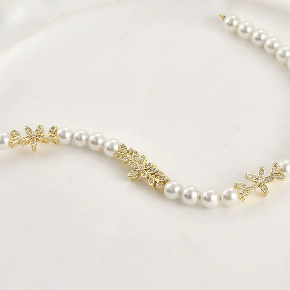 Wholesale Jewelry Leaves Zircon Flower Pendant Copper Electroplated Handmade Bracelet Necklace Accessories