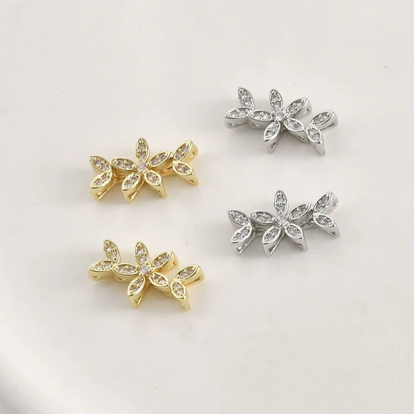 Wholesale Jewelry Leaves Zircon Flower Pendant Copper Electroplated Handmade Bracelet Necklace Accessories