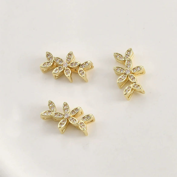 Wholesale Jewelry Leaves Zircon Flower Pendant Copper Electroplated Handmade Bracelet Necklace Accessories