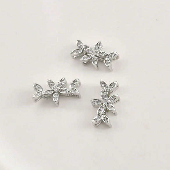 Wholesale Jewelry Leaves Zircon Flower Pendant Copper Electroplated Handmade Bracelet Necklace Accessories
