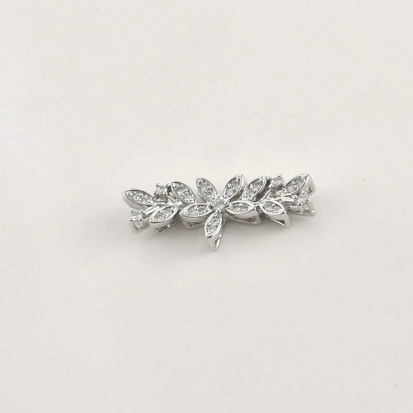 Wholesale Jewelry Leaves Zircon Flower Pendant Copper Electroplated Handmade Bracelet Necklace Accessories