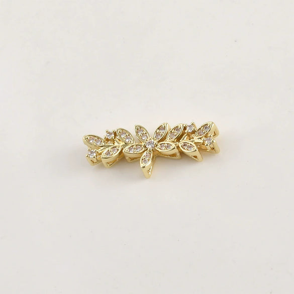 Wholesale Jewelry Leaves Zircon Flower Pendant Copper Electroplated Handmade Bracelet Necklace Accessories