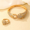 Wholesale Jewelry Leopard Print Copper Goldplated Bracelet Ring With Micro Inlaid Zircon Light Luxury Style