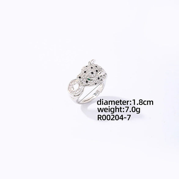 Wholesale Jewelry Leopard Print Copper Goldplated Bracelet Ring With Micro Inlaid Zircon Light Luxury Style