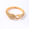 Wholesale Jewelry Leopard Print Copper Goldplated Bracelet Ring With Micro Inlaid Zircon Light Luxury Style