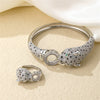 Wholesale Jewelry Leopard Print Copper Goldplated Bracelet Ring With Micro Inlaid Zircon Light Luxury Style