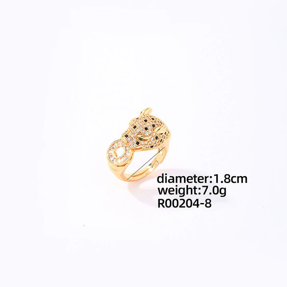 Wholesale Jewelry Leopard Print Copper Goldplated Bracelet Ring With Micro Inlaid Zircon Light Luxury Style