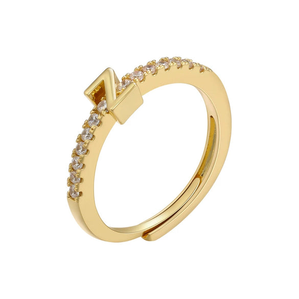 Wholesale Jewelry Letter Ring Copper Geometric Style 18K Gold Plated