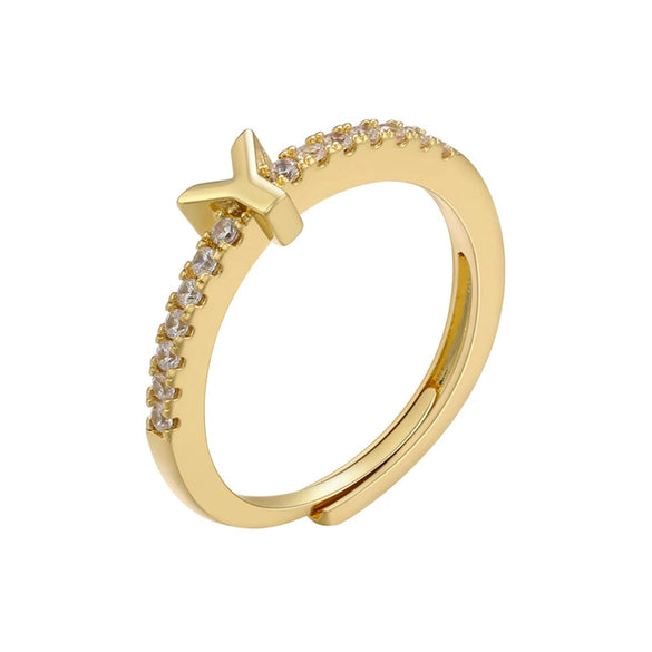 Wholesale Jewelry Letter Ring Copper Geometric Style 18K Gold Plated