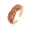 Wholesale Jewelry Light Luxury Copper Geometric Inlaid Zircon Open Ring For Ladies