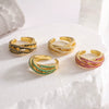 Wholesale Jewelry Light Luxury Copper Geometric Inlaid Zircon Open Ring For Ladies