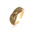 Wholesale Jewelry Light Luxury Copper Geometric Inlaid Zircon Open Ring For Ladies