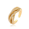 Wholesale Jewelry Light Luxury Copper Geometric Inlaid Zircon Open Ring For Ladies