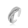 Wholesale Jewelry Light Luxury Copper Geometric Inlaid Zircon Open Ring For Ladies