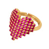 Wholesale Jewelry Light Luxury Copper Heart Shaped Inlaid Color Zircon Ring For Women