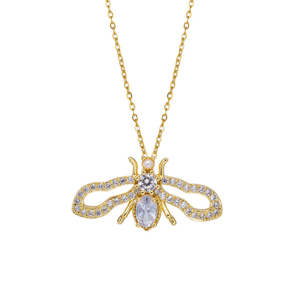 Wholesale Jewelry Light Luxury Copper Zircon Earrings Necklace Set With Real Gold Plated And Cartoon Characters Design