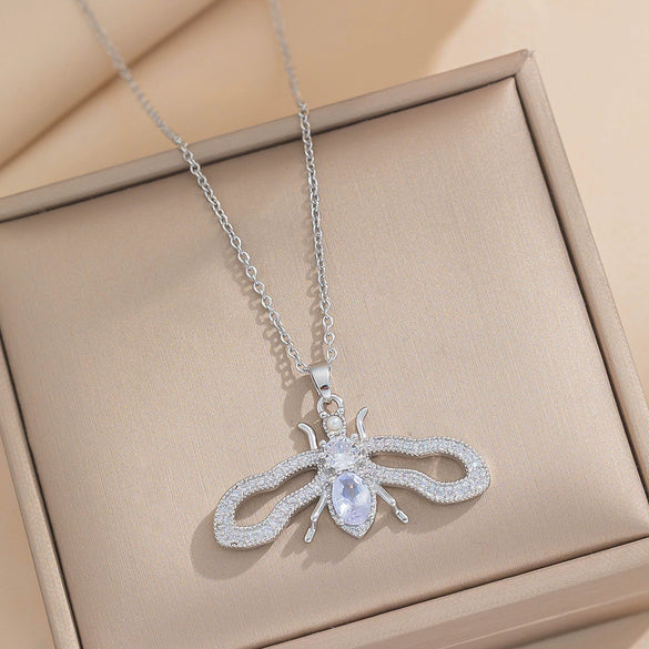 Wholesale Jewelry Light Luxury Copper Zircon Earrings Necklace Set With Real Gold Plated And Cartoon Characters Design