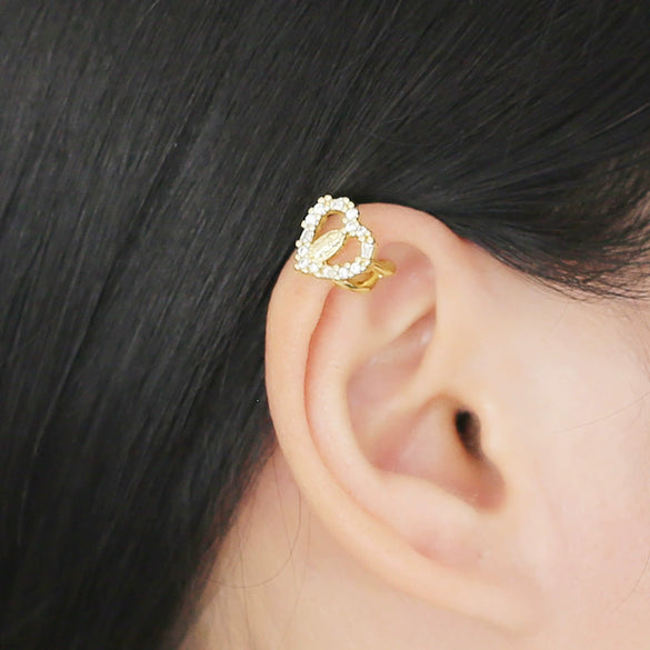 Wholesale Jewelry Light Luxury Cross Copper Goldplated Ear Bone Clip Earrings
