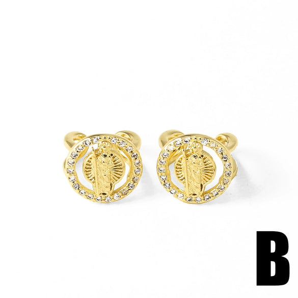 Wholesale Jewelry Light Luxury Cross Copper Goldplated Ear Bone Clip Earrings