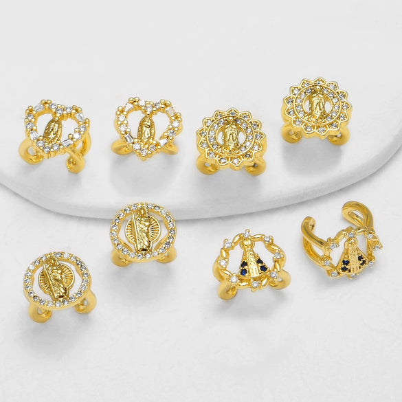 Wholesale Jewelry Light Luxury Cross Copper Goldplated Ear Bone Clip Earrings