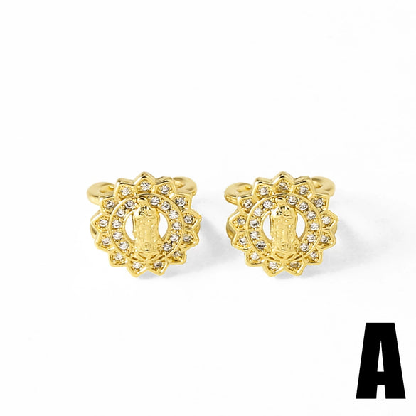 Wholesale Jewelry Light Luxury Cross Copper Goldplated Ear Bone Clip Earrings