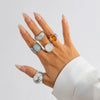 Wholesale Jewelry Light Luxury Geometric Alloy And Acrylic Drill Ring With Electroplating