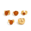Wholesale Jewelry Light Luxury Geometric Alloy And Acrylic Drill Ring With Electroplating