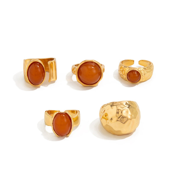 Wholesale Jewelry Light Luxury Geometric Alloy And Acrylic Drill Ring With Electroplating