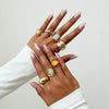 Wholesale Jewelry Light Luxury Geometric Alloy And Acrylic Drill Ring With Electroplating