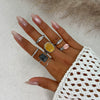 Wholesale Jewelry Light Luxury Geometric Alloy And Acrylic Drill Ring With Electroplating