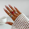 Wholesale Jewelry Light Luxury Geometric Alloy And Acrylic Drill Ring With Electroplating