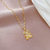 Wholesale Jewelry Light Luxury Geometric Bear Pendant Necklace Copper Pendant Stainless Steel Chain