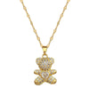 Wholesale Jewelry Light Luxury Geometric Bear Pendant Necklace Copper Pendant Stainless Steel Chain