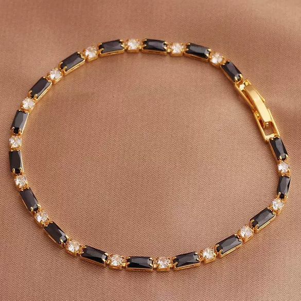 Wholesale Jewelry Light Luxury Geometric Copper 18K Electroplated Rectangular Horizontal Claw Chain Threepiece Set For Women