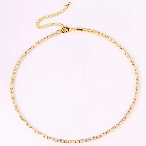 Wholesale Jewelry Light Luxury Geometric Copper 18K Electroplated Rectangular Horizontal Claw Chain Threepiece Set For Women