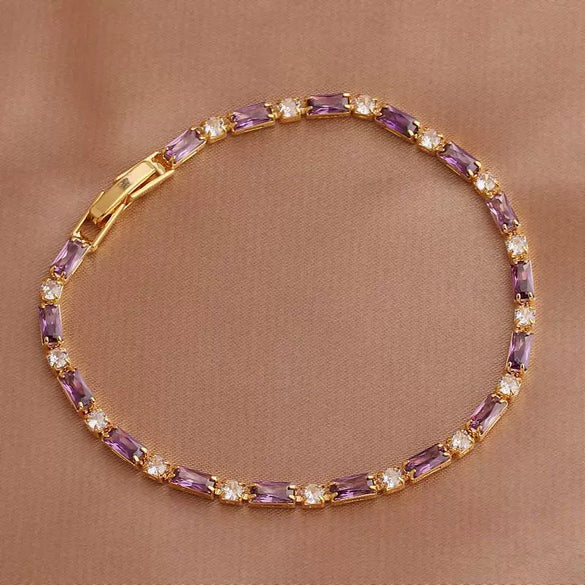 Wholesale Jewelry Light Luxury Geometric Copper 18K Electroplated Rectangular Horizontal Claw Chain Threepiece Set For Women