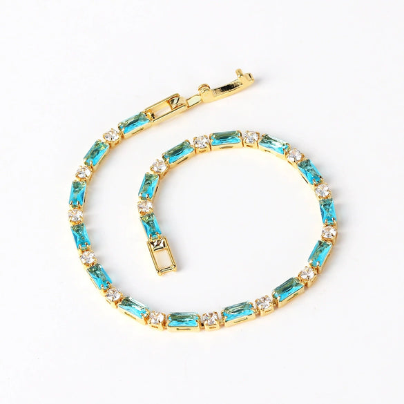 Wholesale Jewelry Light Luxury Geometric Copper 18K Electroplated Rectangular Horizontal Claw Chain Threepiece Set For Women