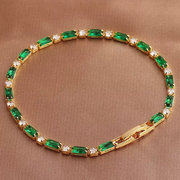 Wholesale Jewelry Light Luxury Geometric Copper 18K Electroplated Rectangular Horizontal Claw Chain Threepiece Set For Women