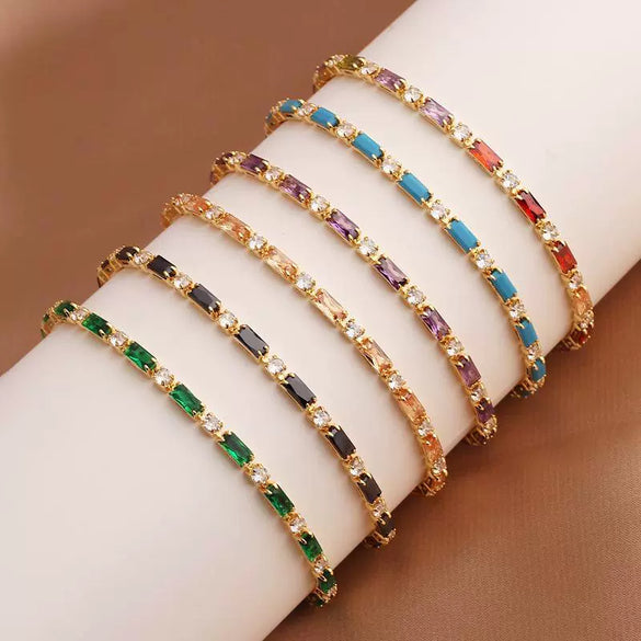Wholesale Jewelry Light Luxury Geometric Copper 18K Electroplated Rectangular Horizontal Claw Chain Threepiece Set For Women