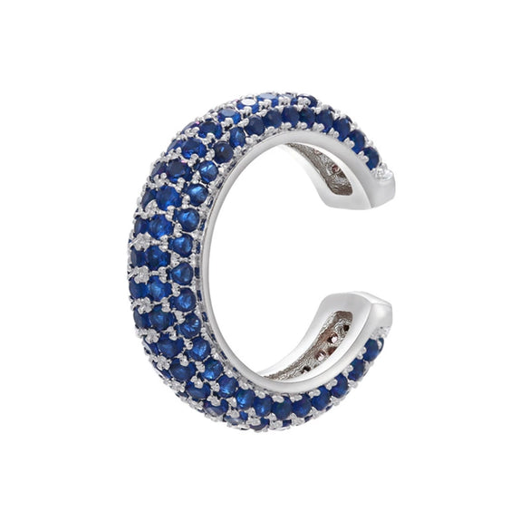 Wholesale Jewelry Light Luxury Geometric Copper 18K Goldplated Microinlaid Colored Diamond Ear Bone Clip Earrings