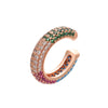 Wholesale Jewelry Light Luxury Geometric Copper 18K Goldplated Microinlaid Colored Diamond Ear Bone Clip Earrings