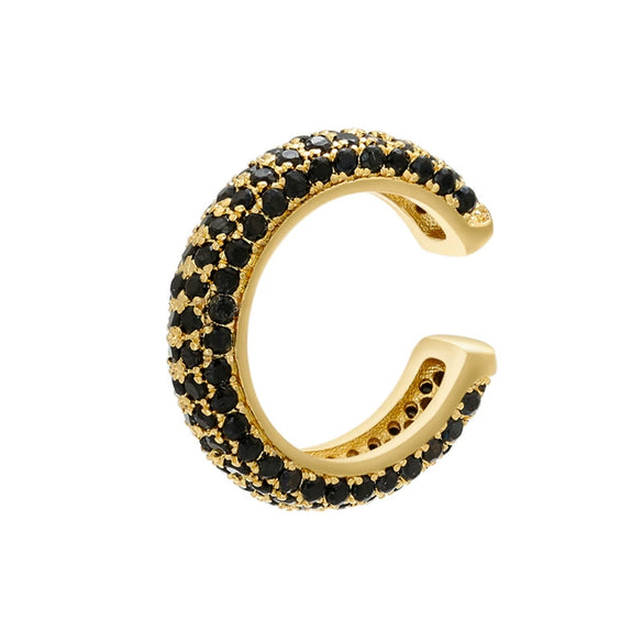Wholesale Jewelry Light Luxury Geometric Copper 18K Goldplated Microinlaid Colored Diamond Ear Bone Clip Earrings