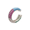 Wholesale Jewelry Light Luxury Geometric Copper 18K Goldplated Microinlaid Colored Diamond Ear Bone Clip Earrings