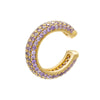 Wholesale Jewelry Light Luxury Geometric Copper 18K Goldplated Microinlaid Colored Diamond Ear Bone Clip Earrings