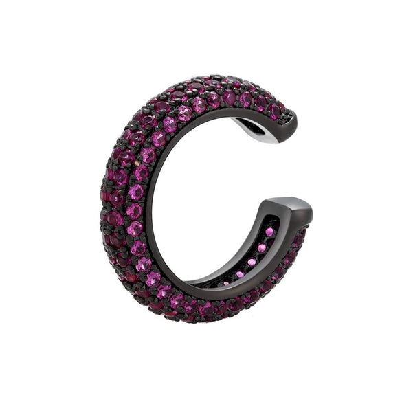 Wholesale Jewelry Light Luxury Geometric Copper 18K Goldplated Microinlaid Colored Diamond Ear Bone Clip Earrings