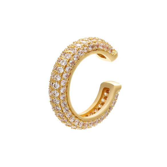 Wholesale Jewelry Light Luxury Geometric Copper 18K Goldplated Microinlaid Colored Diamond Ear Bone Clip Earrings