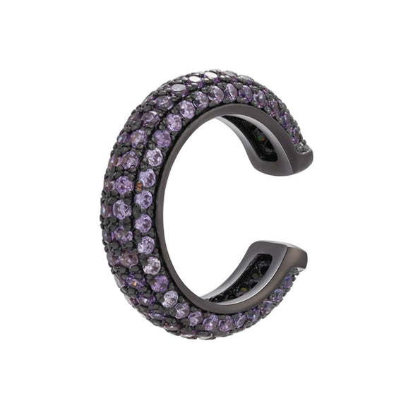 Wholesale Jewelry Light Luxury Geometric Copper 18K Goldplated Microinlaid Colored Diamond Ear Bone Clip Earrings