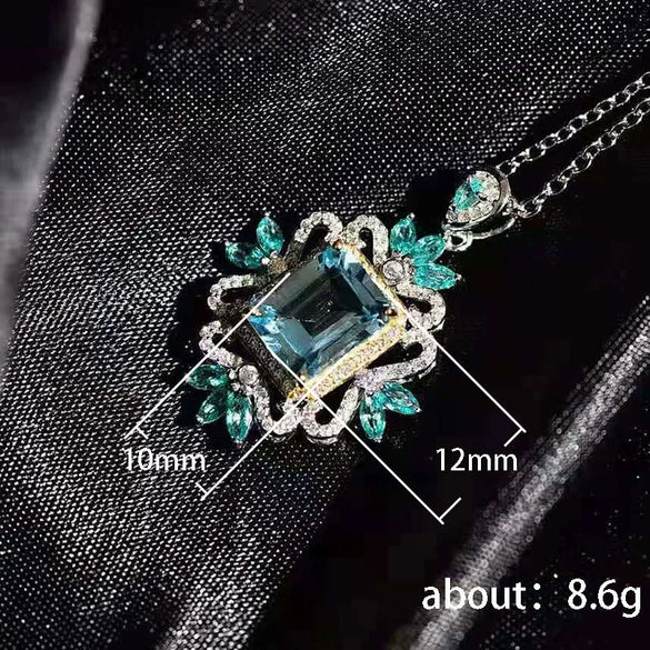 Wholesale Jewelry Light Luxury Geometric Copper Mixed Gem Inlay Imitation Zircon Pendant Necklace